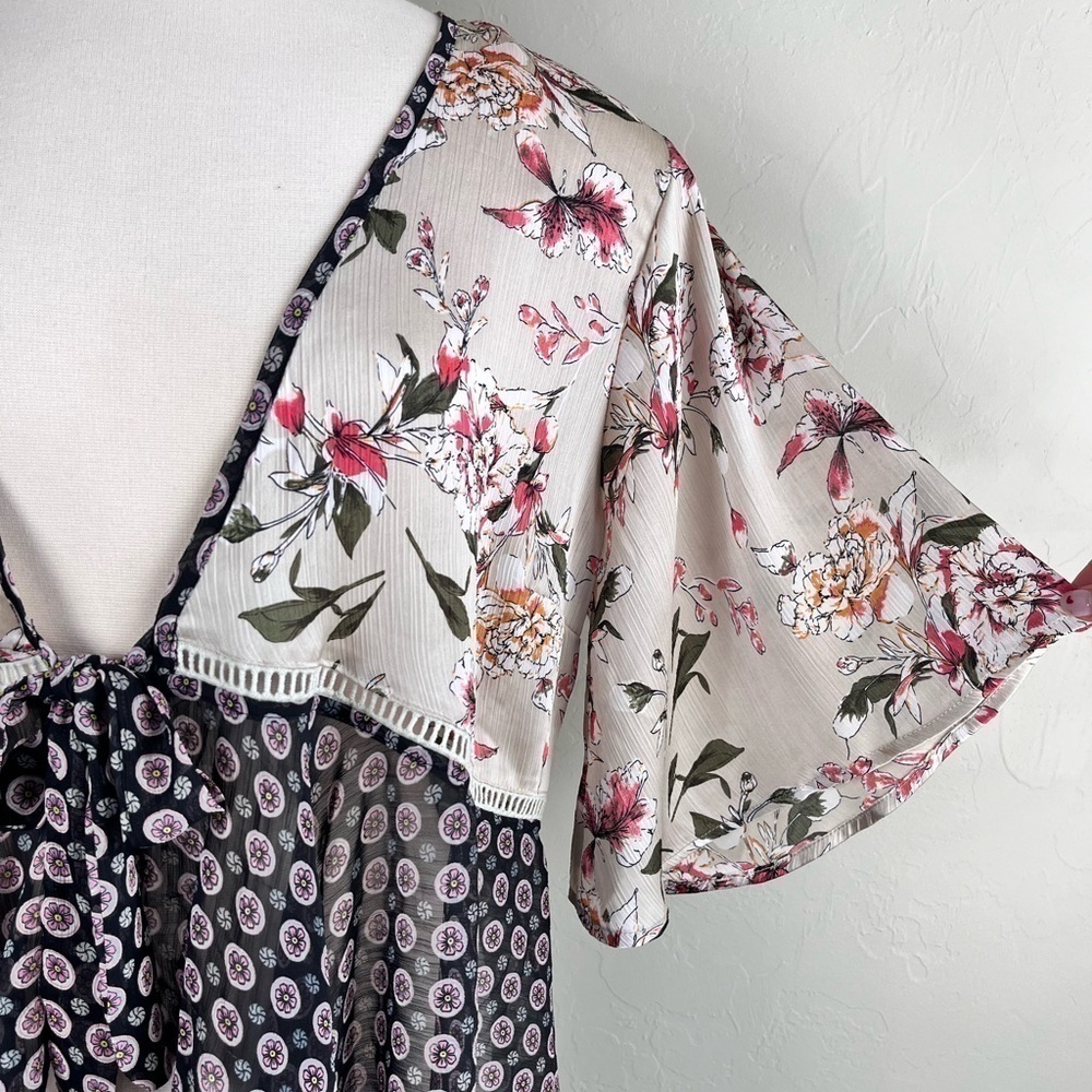 Kori Boho Mixed Print Asymmetrical Flutter Sleeve… - image 5